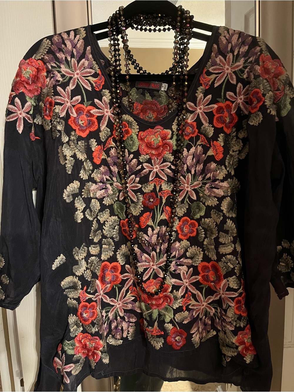 Johnny Was black scoop neck top size medium